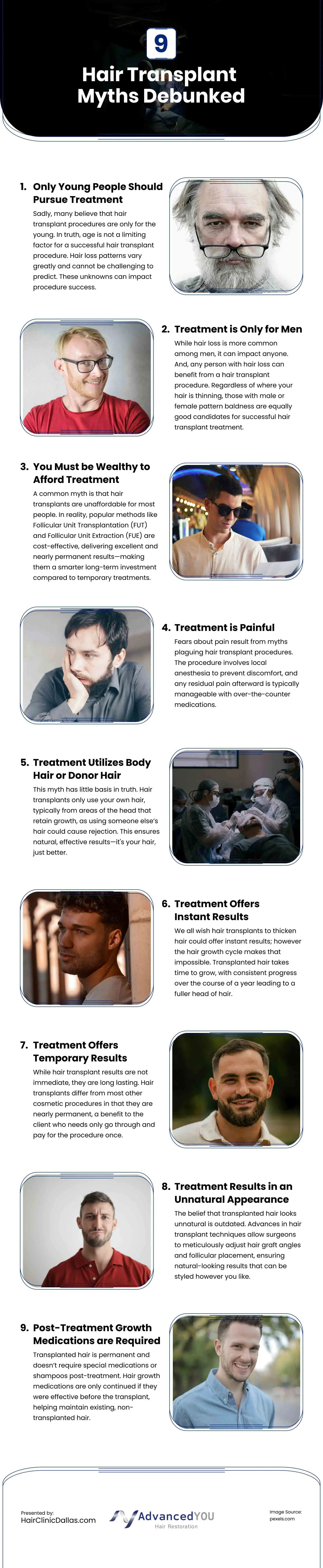 9 Hair Transplant Myths Debunked Infographic