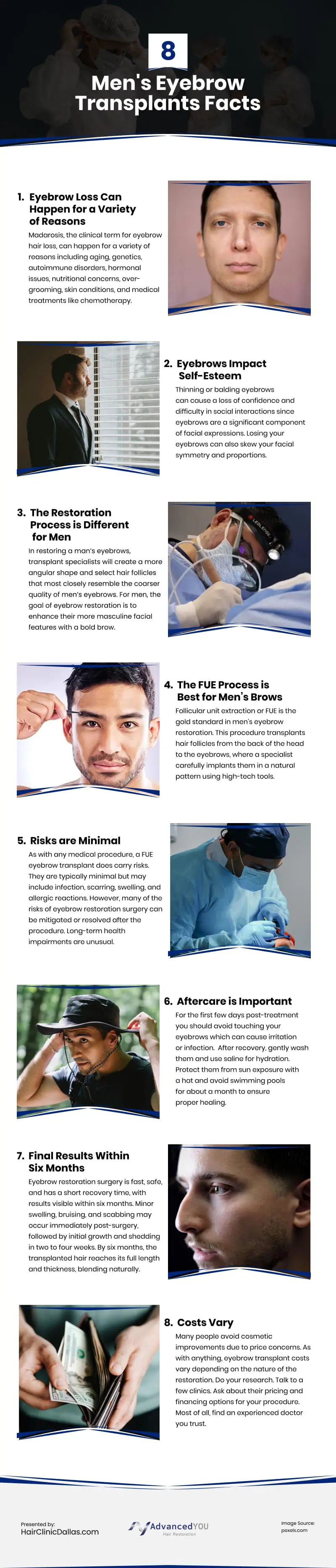 8 Men's Eyebrow Transplants Facts Infographic