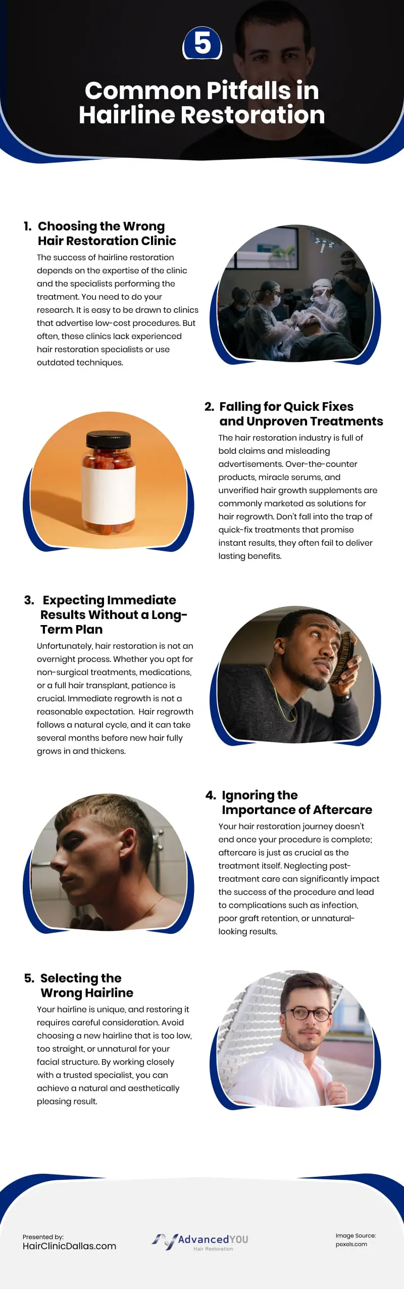 5 Common Pitfalls in Hairline Restoration Infographic