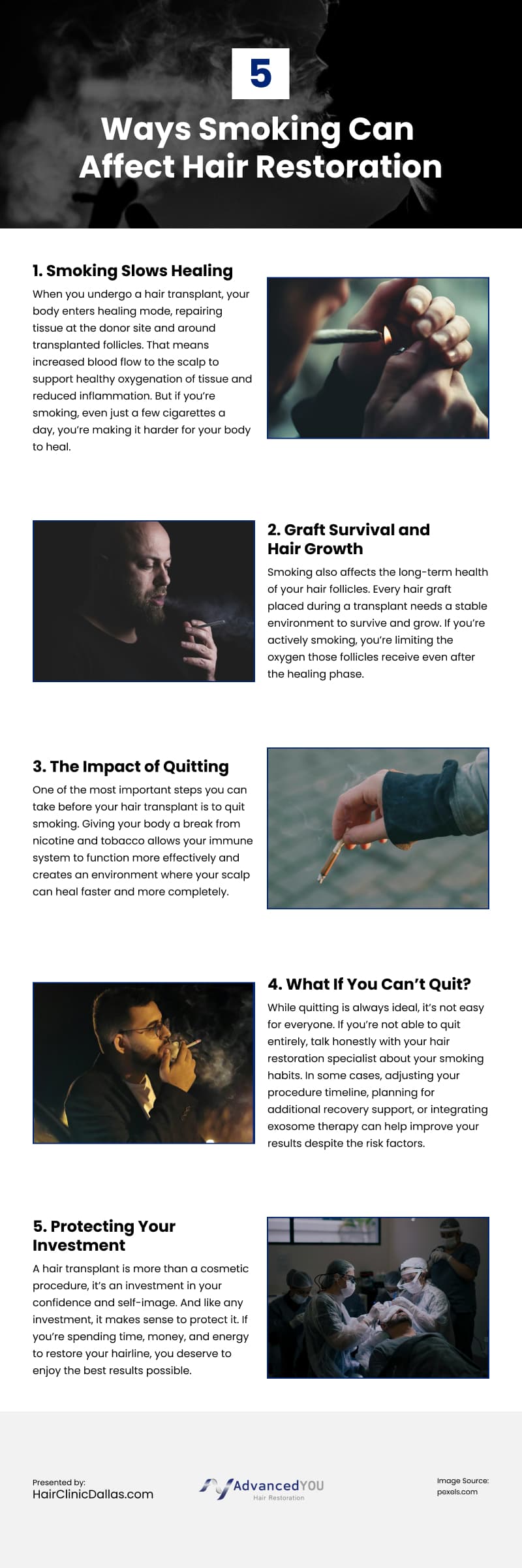 5 Ways Smoking Can Affect Hair Restoration Infographic